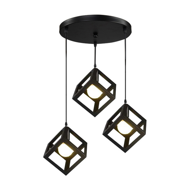 Llambë tavani me tre drita Kibe I pakoworld metal i zi 48x28cm