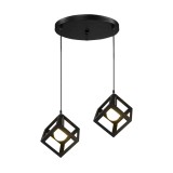 Llamba tavani me dy drita Kibe II pakoworld metal i zi 48x28cm