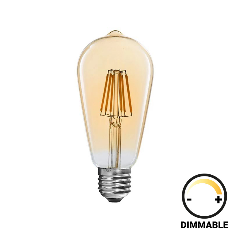 Llamba LED ST64 Bulb pakoworld e zbehtë 4W E27 2700K amber
