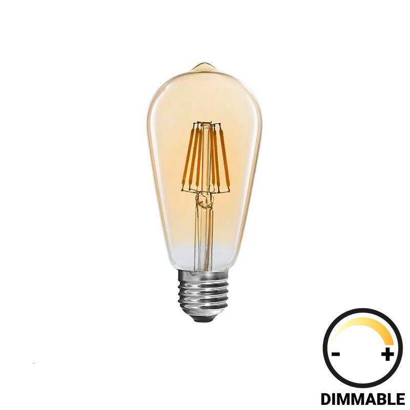 Llamba LED ST64 Bulb pakoworld e zbehtë 8W E27 2700K amber