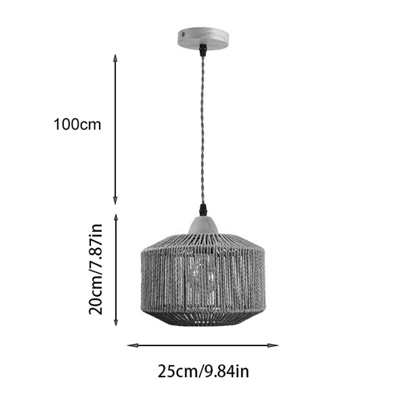 Llambë tavani me një dritë Siang pakoworld, metal-litar në nuancë natyrale, Φ25x20cm