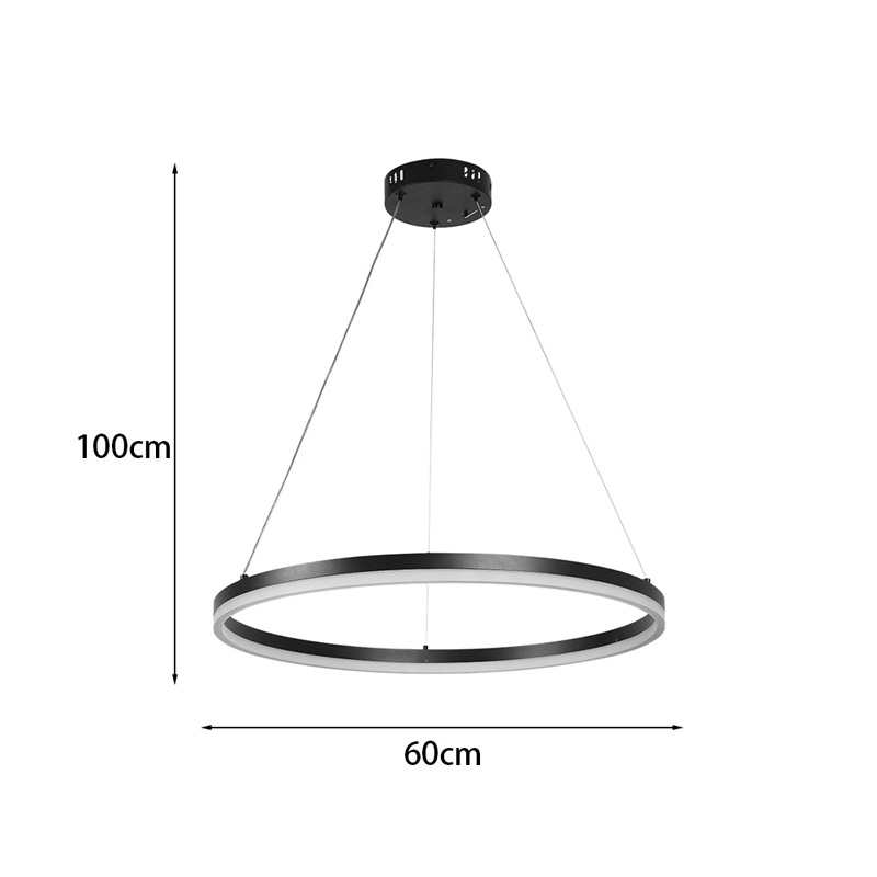 Llambë tavani Nebrian pakoworld led metal i zi D60x15cm