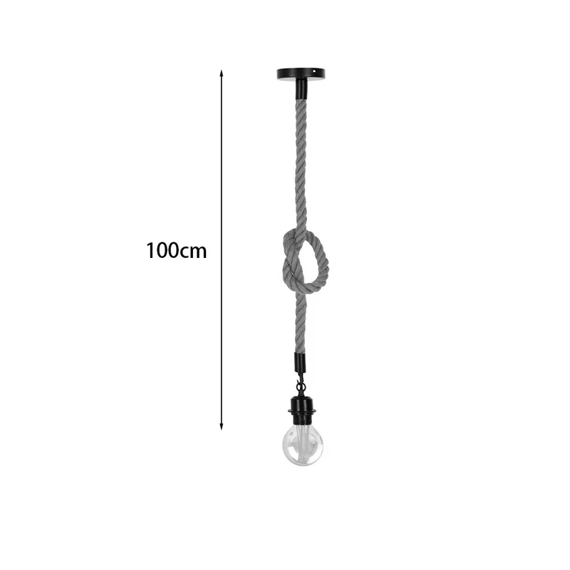 Llambë tavani Vertuko pakoworld E27 litar dhe metal në ngjyrë natyrale-e zezë D10x100cm