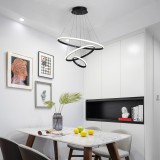 Llamba tavani Rings pakoworld led metal në ngjyrë të zezë D60x100cm