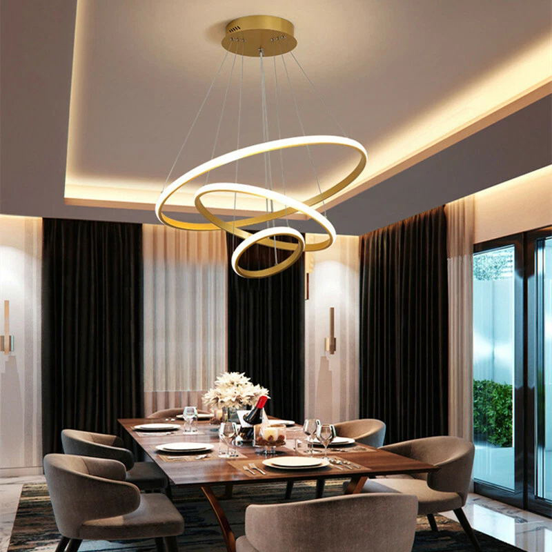 Llambë tavani Rings pakoworld led metal në nuancë ari D60x100cm