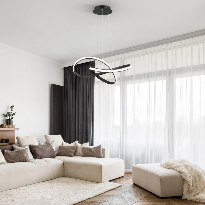 Llamba tavani Artisun pakoworld led metalike në nuancë të zezë D56x100cm