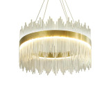 Llamba tavani Crown pakoworld led në ngjyrë ari me kristale D40x30 cm