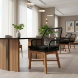 Fotel Elaiza pakoworld dru tik dhe litar sintetik në nuancë natyrale-e zezë me jastëk 58x60x90cm