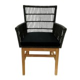 Fotel Inca pakoworld, dru teak dhe litar sintetik në nuancë natyrale-e zezë me jastëk 60x61x90cm