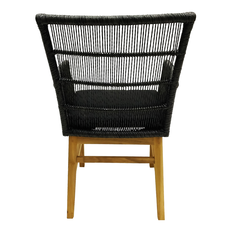 Fotel Inca pakoworld, dru teak dhe litar sintetik në nuancë natyrale-e zezë me jastëk 60x61x90cm