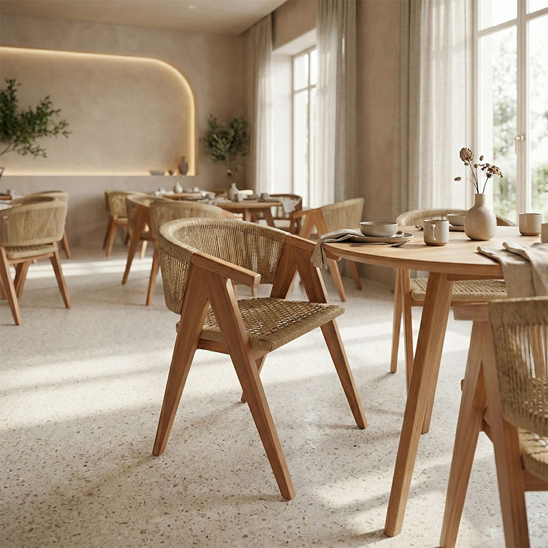 Fotel Wolly pakoworld dru teak dhe litar pe në nuancë natyrale 60x60x76cm