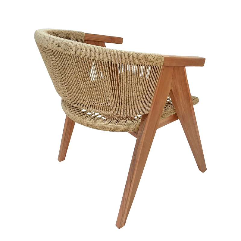 Fotel Wolly pakoworld dru teak dhe litar pe në nuancë natyrale 60x60x76cm