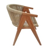 Fotel Wolly pakoworld dru teak dhe litar pe në nuancë natyrale 60x60x76cm