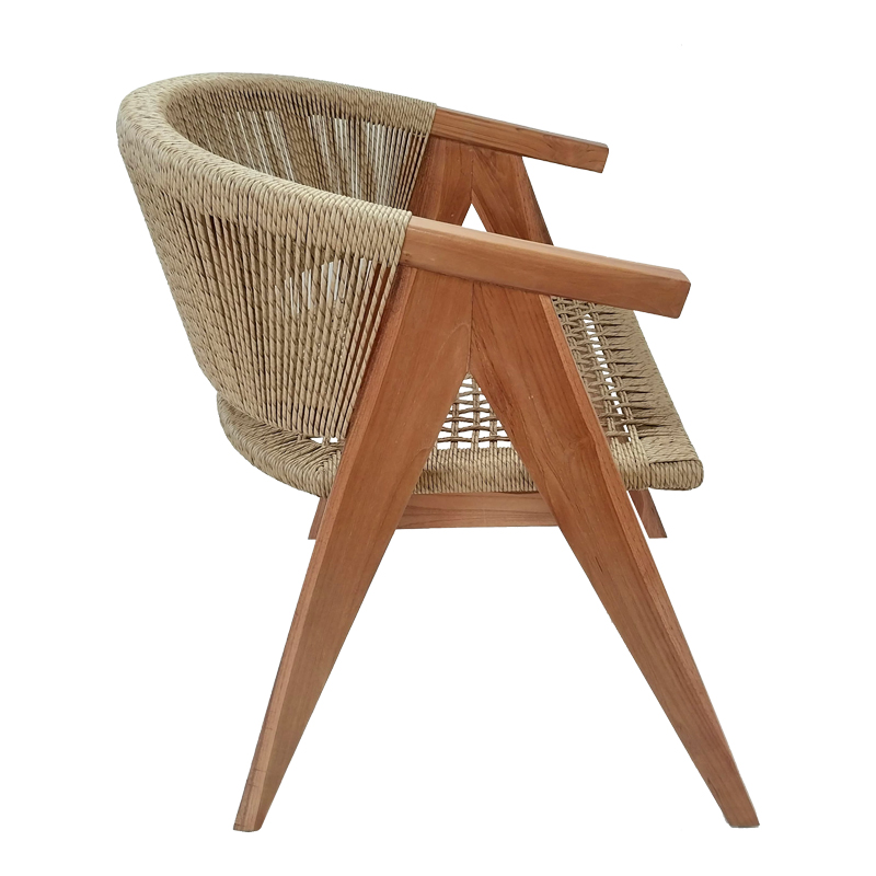 Fotel Wolly pakoworld dru teak dhe litar pe në nuancë natyrale 60x60x76cm