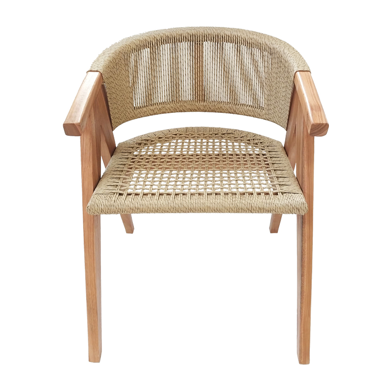 Fotel Wolly pakoworld dru teak dhe litar pe në nuancë natyrale 60x60x76cm