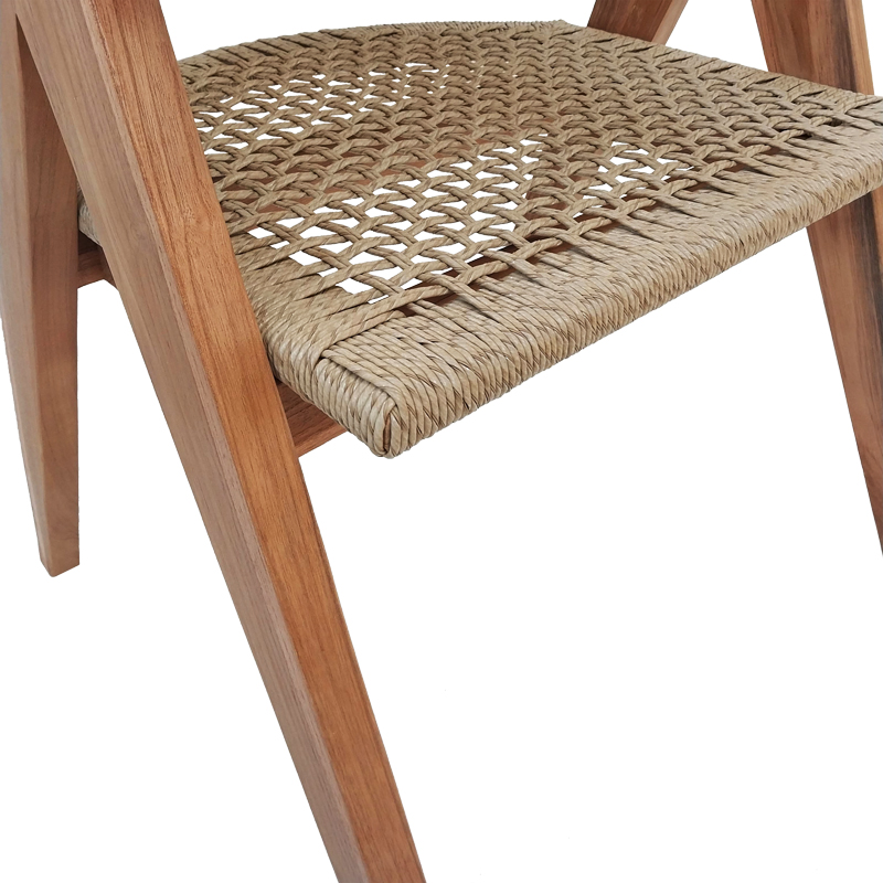 Fotel Wolly pakoworld dru teak dhe litar pe në nuancë natyrale 60x60x76cm