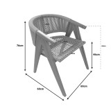Fotel Wolly pakoworld dru teak dhe litar pe në nuancë natyrale 60x60x76cm