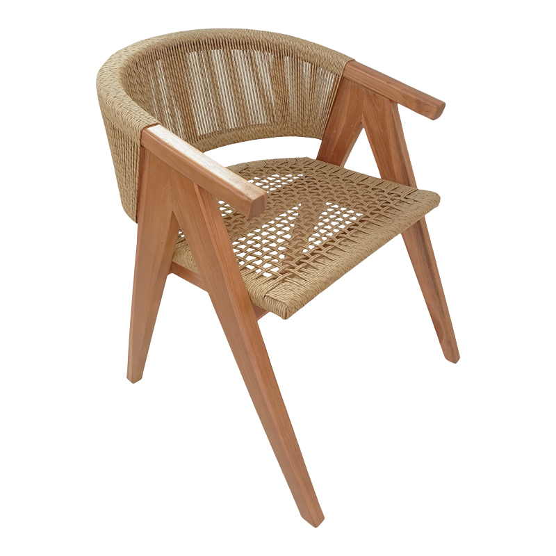 Fotel Wolly pakoworld dru teak dhe litar pe në nuancë natyrale 60x60x76cm