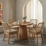 Set ngrënieje Elaiza-Kenda I pakoworld set 5 pjesë në nuancë natyrale-bezhë D80x75cm