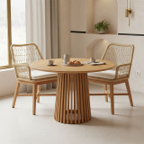 Set ngrënieje Elaiza-Kenda I pakoworld set 3 pjesë në nuancë natyrale-bezhë D80x75cm