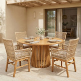 Set ngrënieje Inca-Kenda I pakoworld 5 copë në nuancë natyrale-bezhe Φ120x75cm