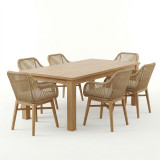 Set ngrënie Kalie-Wooly pakoworld 7 copë në nuancë natyrale-bezhe 220x90x75cm