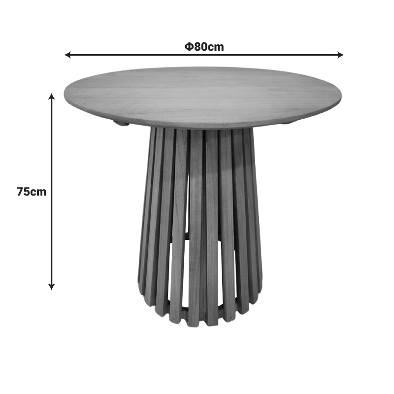Set ngrënieje Kalie-Kenda Ι pakoworld 7 copë në nuancë natyrale-bezhe Φ80x75cm