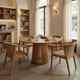 Set ngrënieje Granny-Kenda I pakoworld 5 copë në nuancë natyrale-bezhë Φ120x75cm