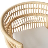 Fotel Necorian pakoworld dru tik dhe pe rattan në ngjyrë natyrale dhe jastëk i bardhë 80x70x87cm