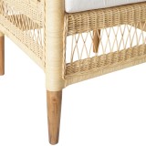 Fotel Necorian pakoworld dru tik dhe pe rattan në ngjyrë natyrale dhe jastëk i bardhë 80x70x87cm