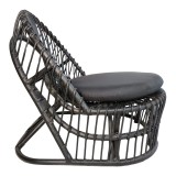 Fotel Tromso pakoworld rattan PE në ngjyrë të zezë dhe jastëk i zi 80x85x98cm