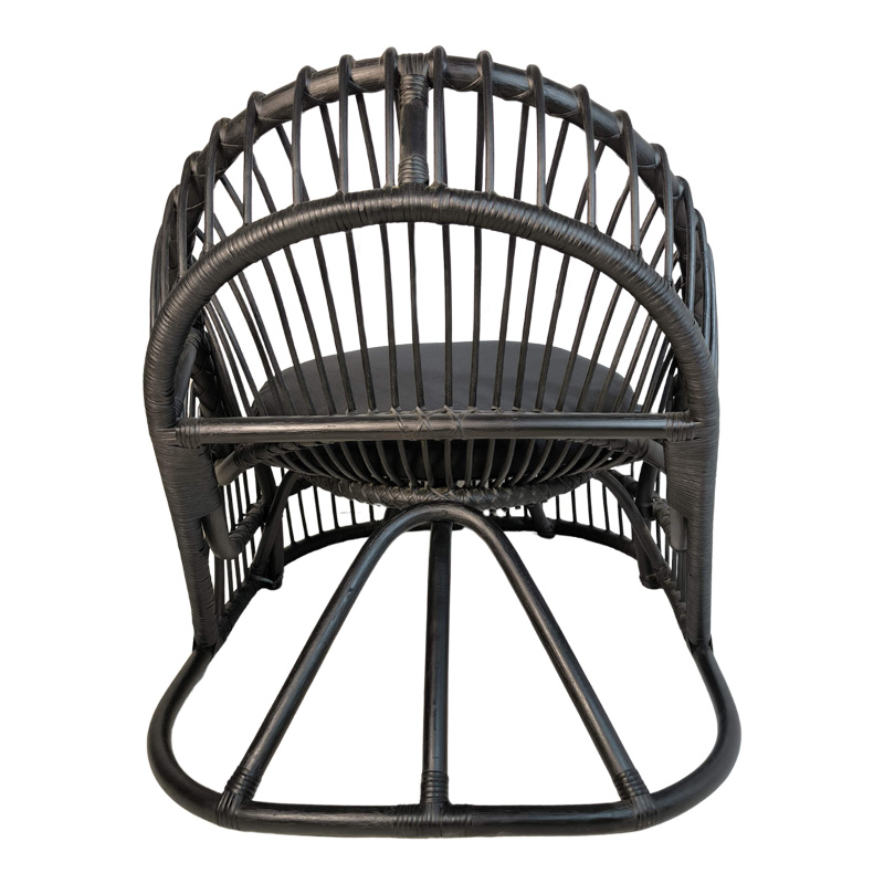 Fotel Tromso pakoworld rattan PE në ngjyrë të zezë dhe jastëk i zi 80x85x98cm