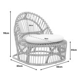 Fotel Tromso pakoworld rattan PE në ngjyrë të zezë dhe jastëk i zi 80x85x98cm