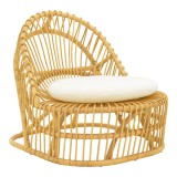 Fotel Tromso pakoworld pe rattan në ngjyrë natyrale dhe jastëk bezhë 80x85x98cm