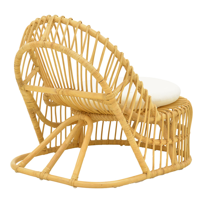 Fotel Tromso pakoworld pe rattan në ngjyrë natyrale dhe jastëk bezhë 80x85x98cm