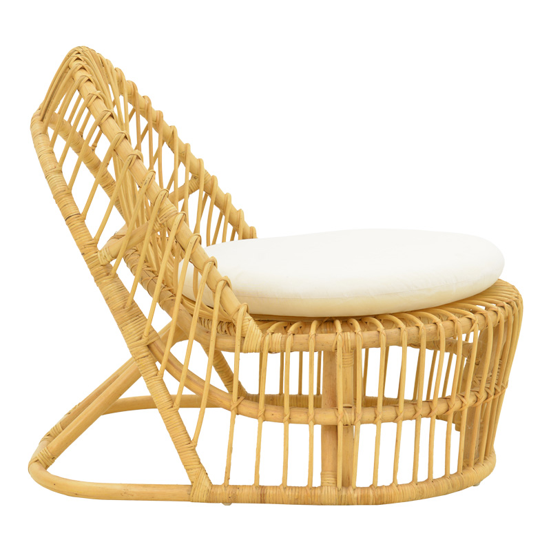 Fotel Tromso pakoworld pe rattan në ngjyrë natyrale dhe jastëk bezhë 80x85x98cm