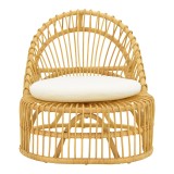 Fotel Tromso pakoworld pe rattan në ngjyrë natyrale dhe jastëk bezhë 80x85x98cm