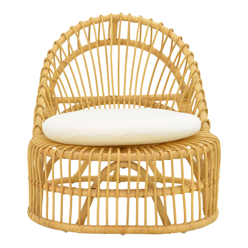 Fotel Tromso pakoworld pe rattan në ngjyrë natyrale dhe jastëk bezhë 80x85x98cm