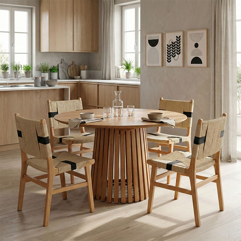 Tavolinë Kenda I pakoworld prej druri mindi në nuancë natyrale D120x75cm