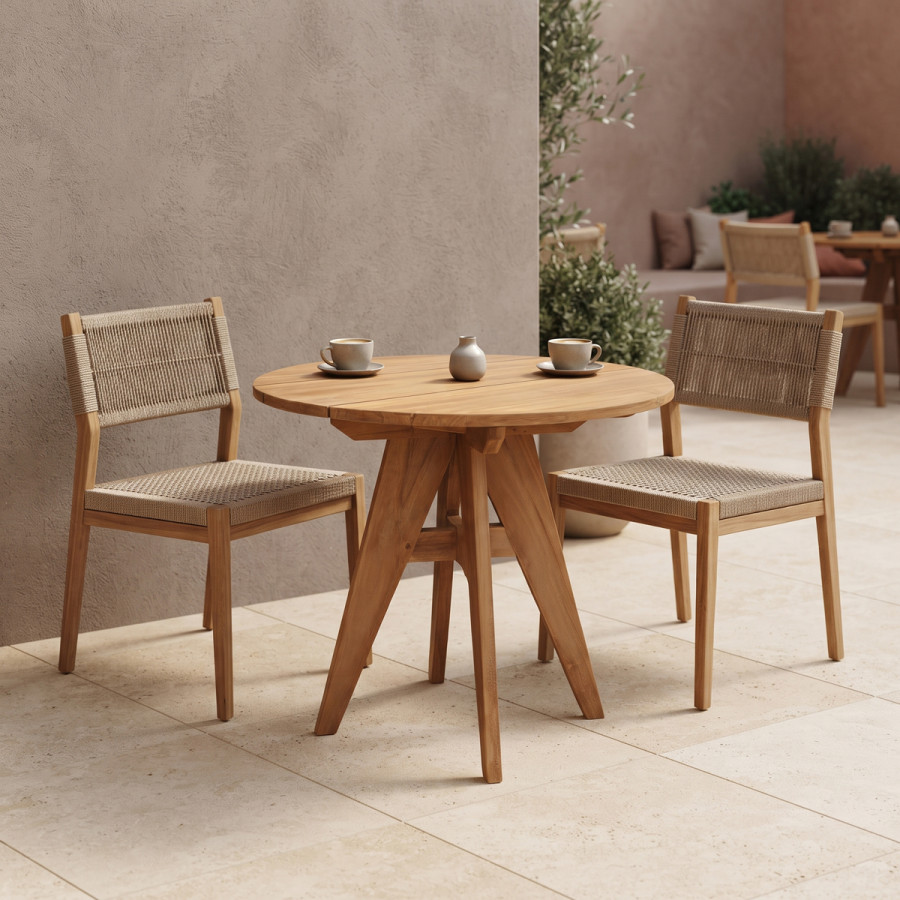 Tavolinë Cadrada pakoworld dru teak në nuancë natyrale D70x76cm