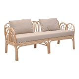 Divan 2-vendësh Ytrone pakoworld rattan ngjyrë natyrale-jastëk bezhë 166x61.5x71cm