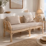 Divan 2-vendësh Ytrone pakoworld rattan ngjyrë natyrale-jastëk bezhë 166x61.5x71cm