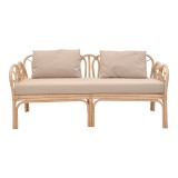 Divan 2-vendësh Ytrone pakoworld rattan ngjyrë natyrale-jastëk bezhë 166x61.5x71cm
