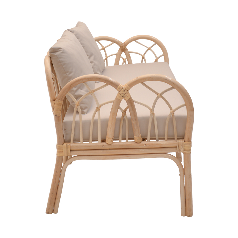 Divan 2-vendësh Ytrone pakoworld rattan ngjyrë natyrale-jastëk bezhë 166x61.5x71cm