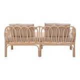 Divan 2-vendësh Ytrone pakoworld rattan ngjyrë natyrale-jastëk bezhë 166x61.5x71cm