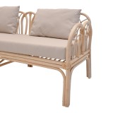 Divan 2-vendësh Ytrone pakoworld rattan ngjyrë natyrale-jastëk bezhë 166x61.5x71cm