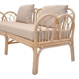 Divan 2-vendësh Ytrone pakoworld rattan ngjyrë natyrale-jastëk bezhë 166x61.5x71cm