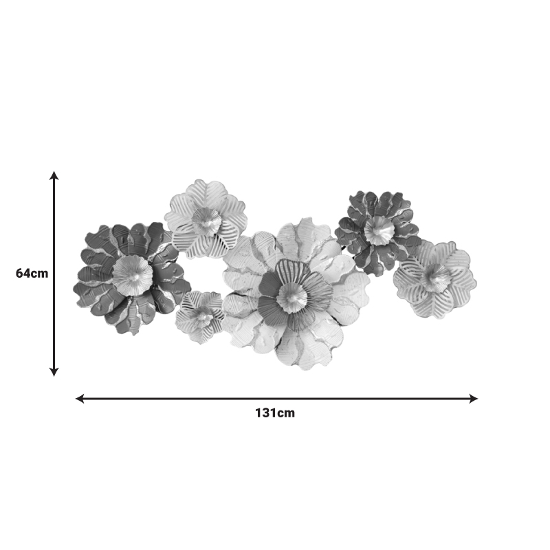 Dekor muri metalik Daisy në nuancë ari-bardhë 131x64x9.5