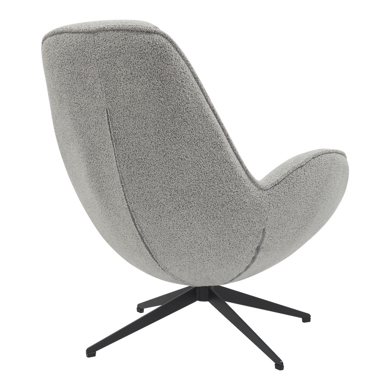 Fotel rrotullues Flago pakoworld pëlhurë boucle në nuancë gri të lehtë 85x88x103.5cm