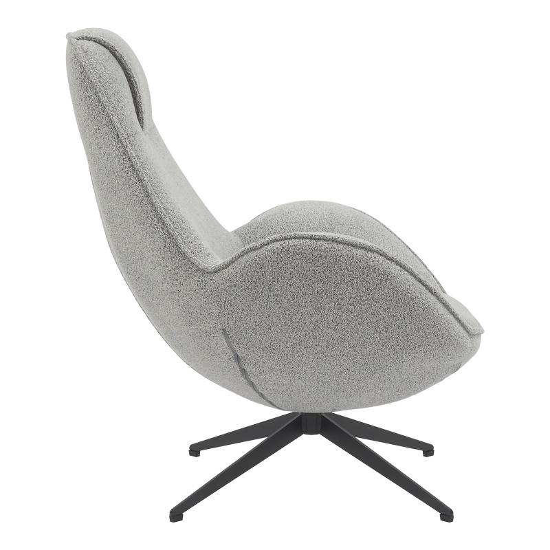 Fotel rrotullues Flago pakoworld pëlhurë boucle në nuancë gri të lehtë 85x88x103.5cm